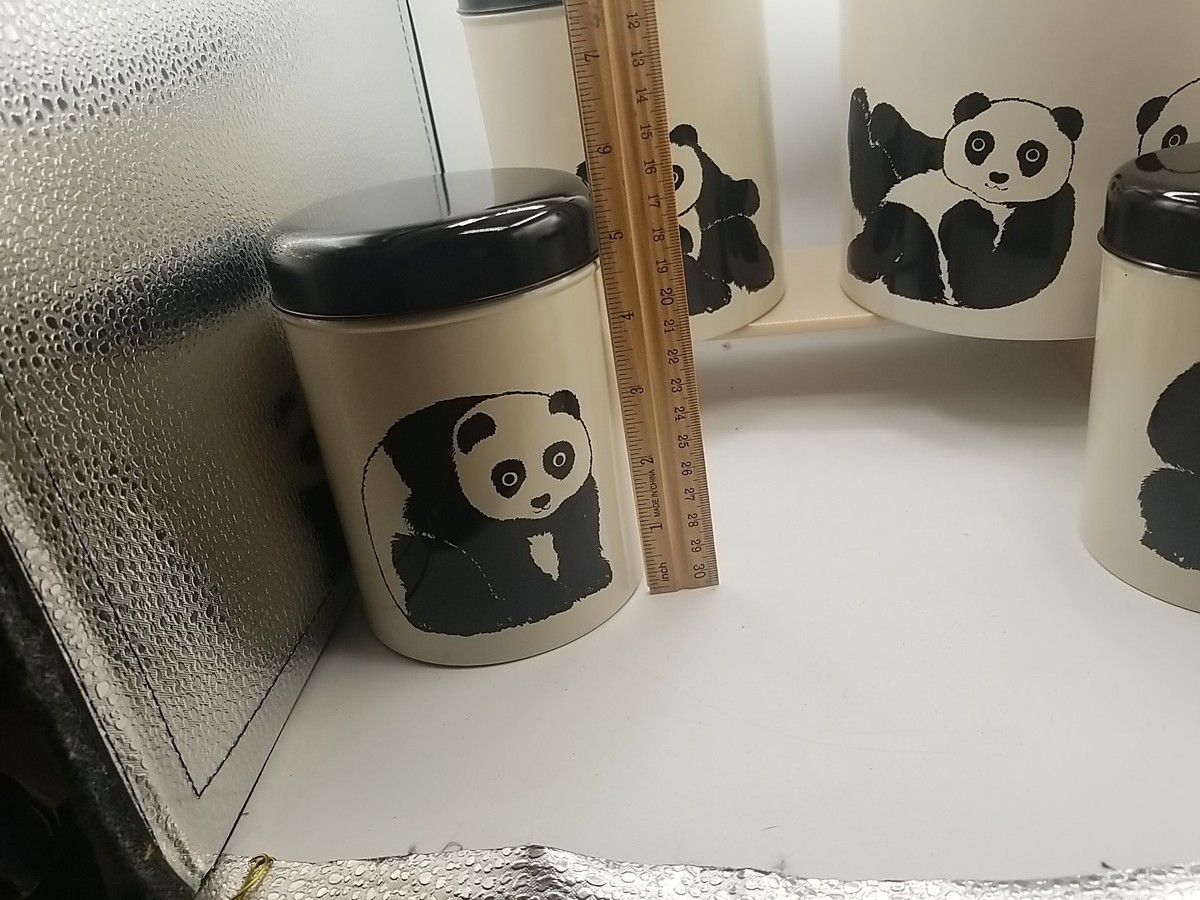 Set of 4 Vintage Taylor & Ng Panda Tin Canister Set 1984 Metal