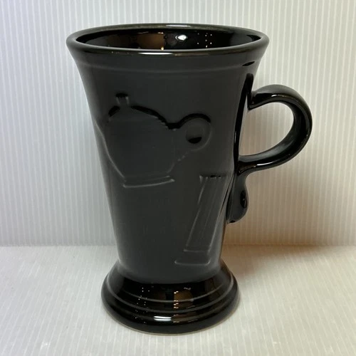 RARE HLC Fiesta FiestaWare BLACK Embossed PEDESTAL MUG 6 1/8" Homer Laughlin Co