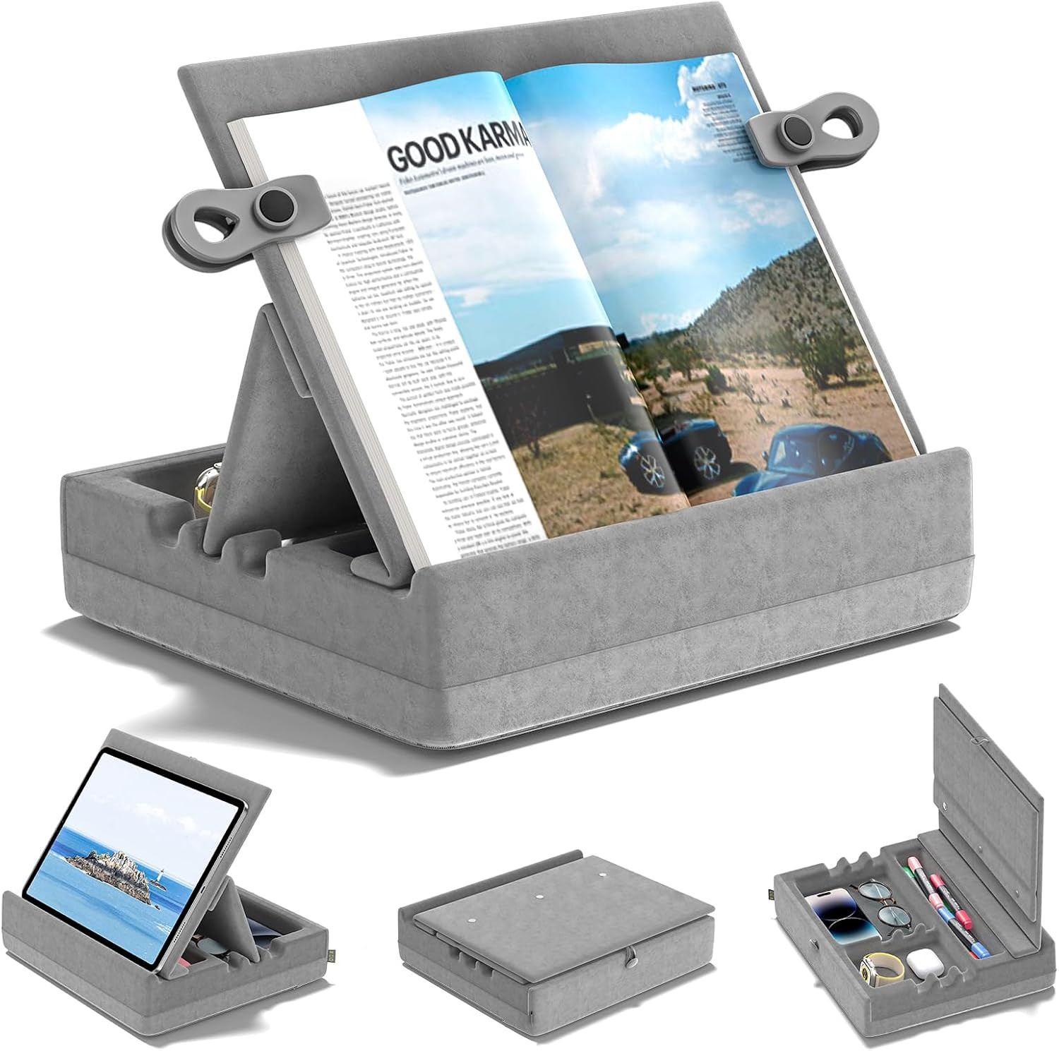 KDD Book Stand Holder for Reading, Multi-Angle Viewing Reading Pillow Stands wit