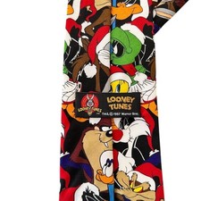 Vintage 1997 Looney Tunes Christmas Tie Bugs Bunny Taz Sylvester Tweety