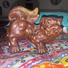 Set of Brown and Gold Ceramic Foo Dogs Statues for Home Decor Set of 2 — photo 3