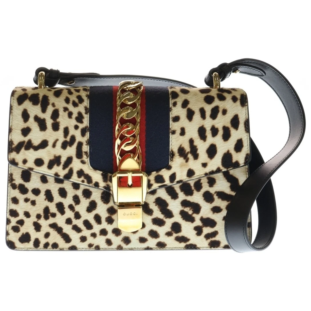 GUCCI グッチ シェリーライン シルヴィ ハラコレザー レオパード ショルダーバッグ ベージュ/ブラック 421882 楽天市場】グッチ GUCCI 421882 シルヴィ レオパード ハラコ シェリー