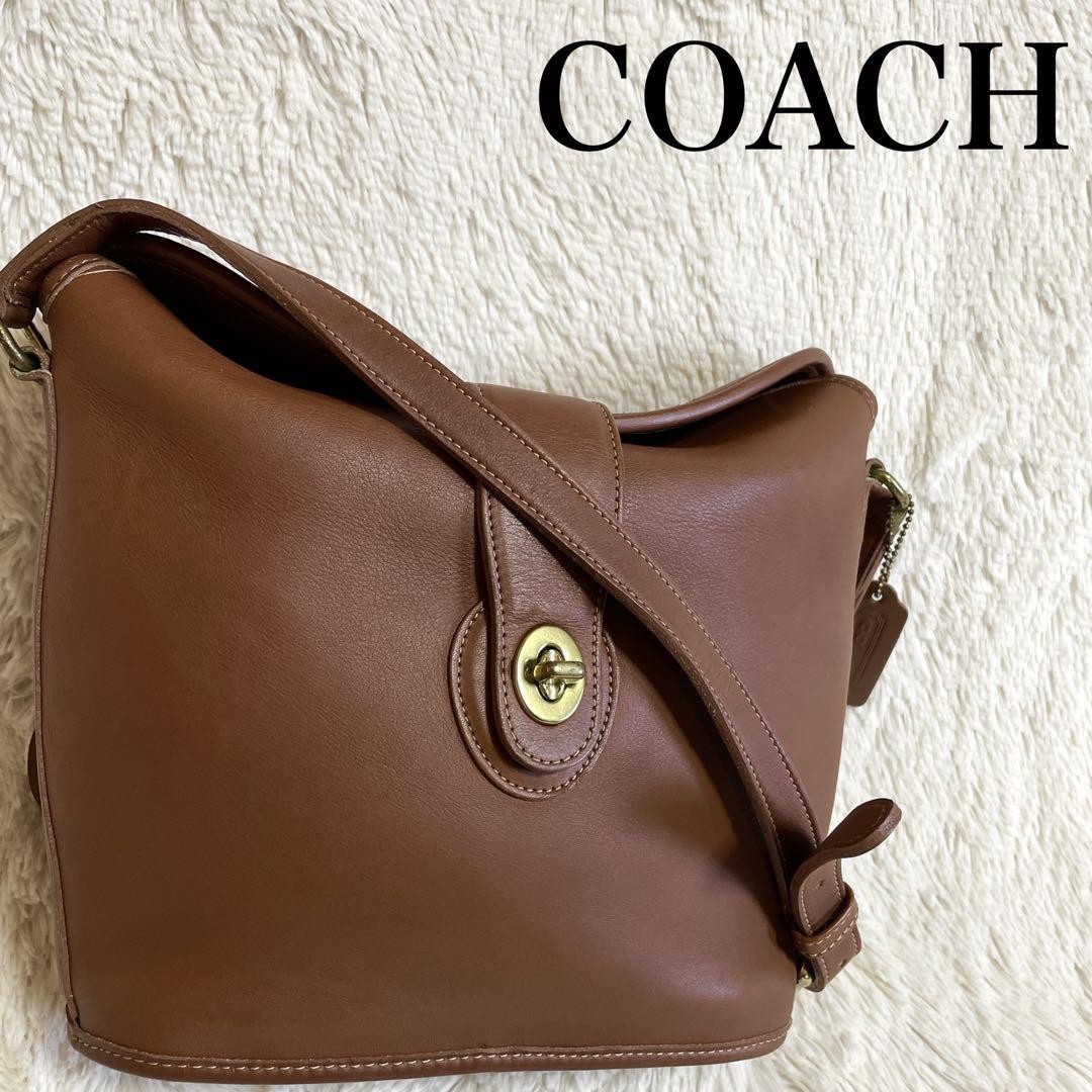 Coach Nockingham Shoulder Bag Leather Brown Near Mint Authentic
