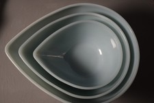 Vtg Fire King Delphite Blue Swedish Teardrop Graduated Nesting Bowls 3 Piece Set