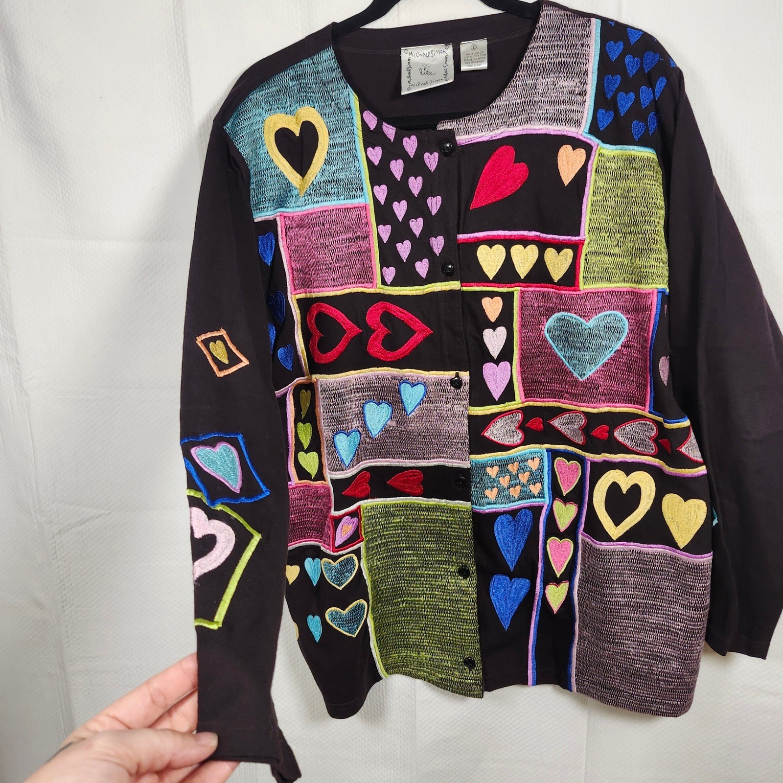 Michael Simon Lite Patchwork Heart Embroidered Bu… - image 7