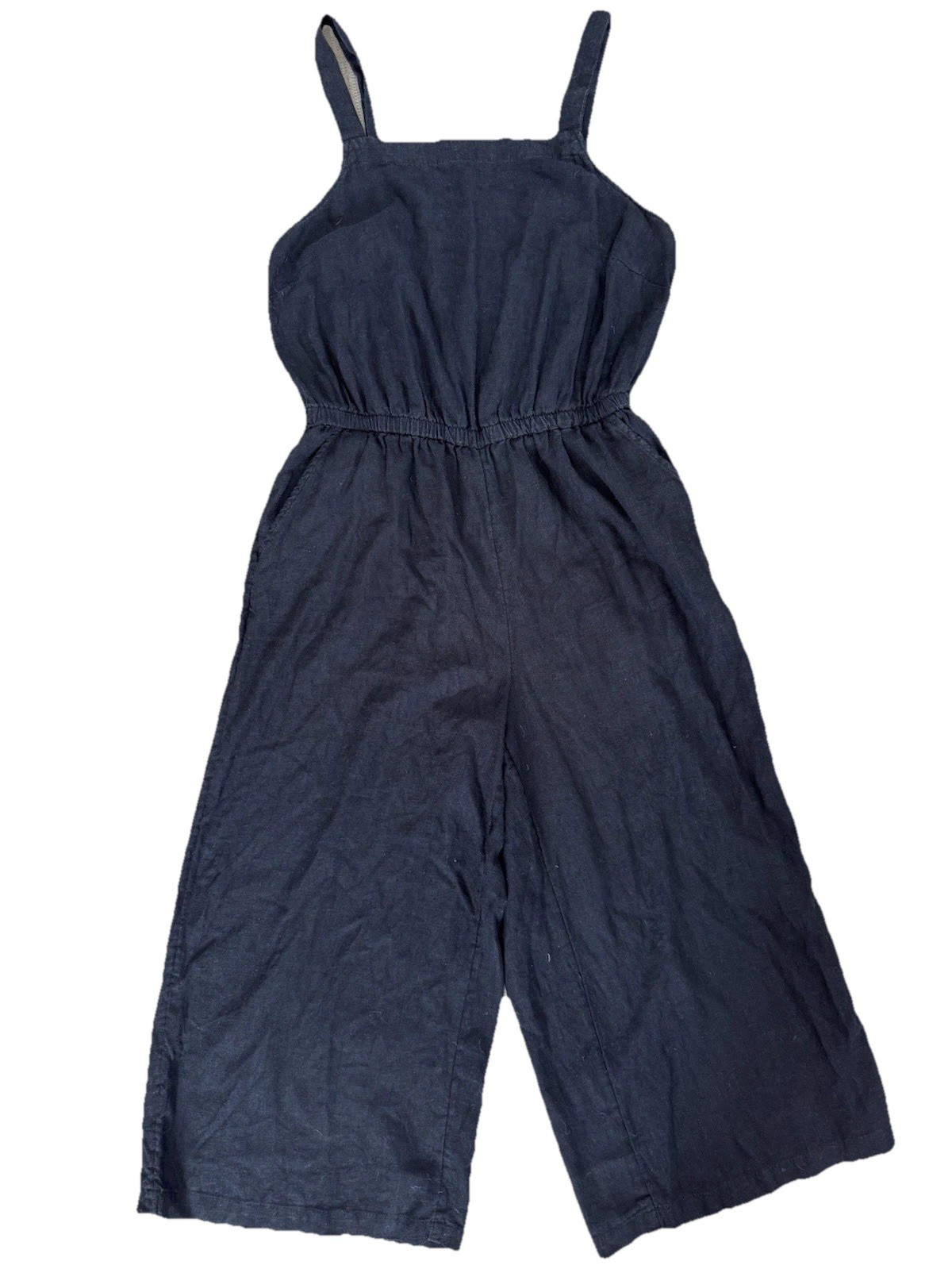 Old Navy Black Linen Solid Sleeveless Strappy Jumpsuit One-Piece Women’s Size M