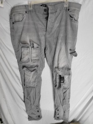 NWOT boohooMAN Plus Skinny Stretch Multi Pocket Cargo Jeans Size 42