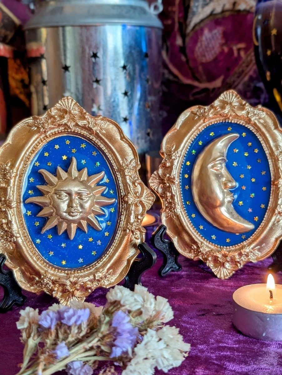moon 額縁セット Mini Ornate Gold Crescent Moon & Sun Frame Set Vintage 90s