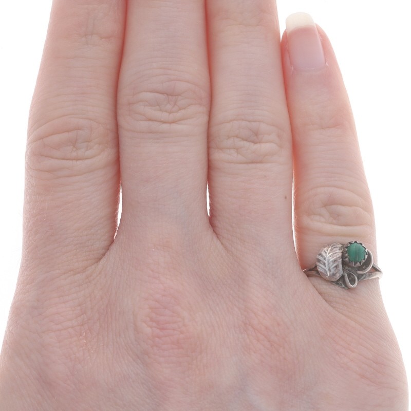 Native American Malachite Solitaire Ring - Sterli… - image 2