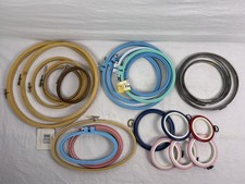 Embroidery Hoop Lot Round Oval Wood Vintage Metal Plastic Flexible