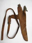 ANTIQUE BLACK POWDER LEATHER FLASK POUCH CIVIL WAR ERA AM FLASK & CAP
