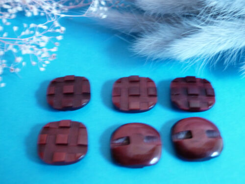 1212BBIS Chequerboard Buttons " Checkerboard " Burgundy Iridescent Lot 6 Ép. - Picture 4 of 4