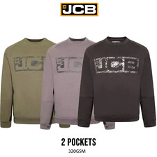 JCB Heavyweight Crew Neck Mens Sweatshirt Trade Workwear Jumper Top Warm Work Sz