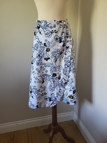 Gr. 10 Vintage A-Linie Wickelrock Midi Sommer Urlaub Synthetik