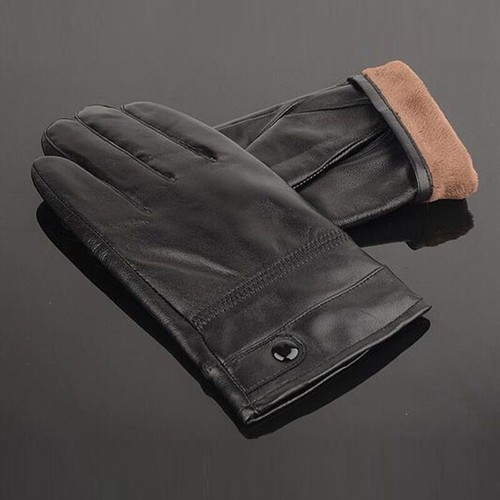 Leather Gloves Motorcycle Men Full Finger Touch Screen Driving Winter Warm New - Picture 3 of 9
