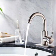 Lordear Brushed Nickel 1-Handle Single Hole WaterSense Faucet w/ 9" Cover Plate