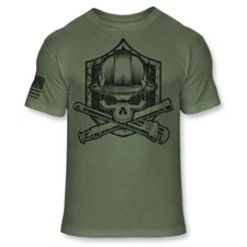 Sprinkler Fitter Grim Reaper Skull Crossbones Hardhat Soft Blend Shirt - A162