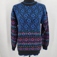 Vintage Partners By Mervyns Sweater Women's Large Floral Colorful