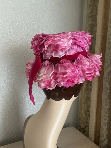 Ladies Vintage Hat Pink Flowers Petals Roses - 第 2/7 張圖片
