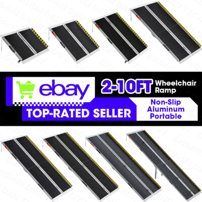 2-10ft Folding Aluminum Wheelchair Ramp Portable Mobility Scooter Non-Slip 600LB