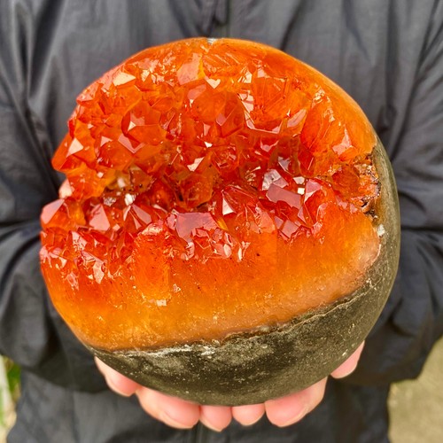 4.36LB Natural Citrine geode quartz crystal open smile sphere Museum Collection - 第 8/15 張圖片