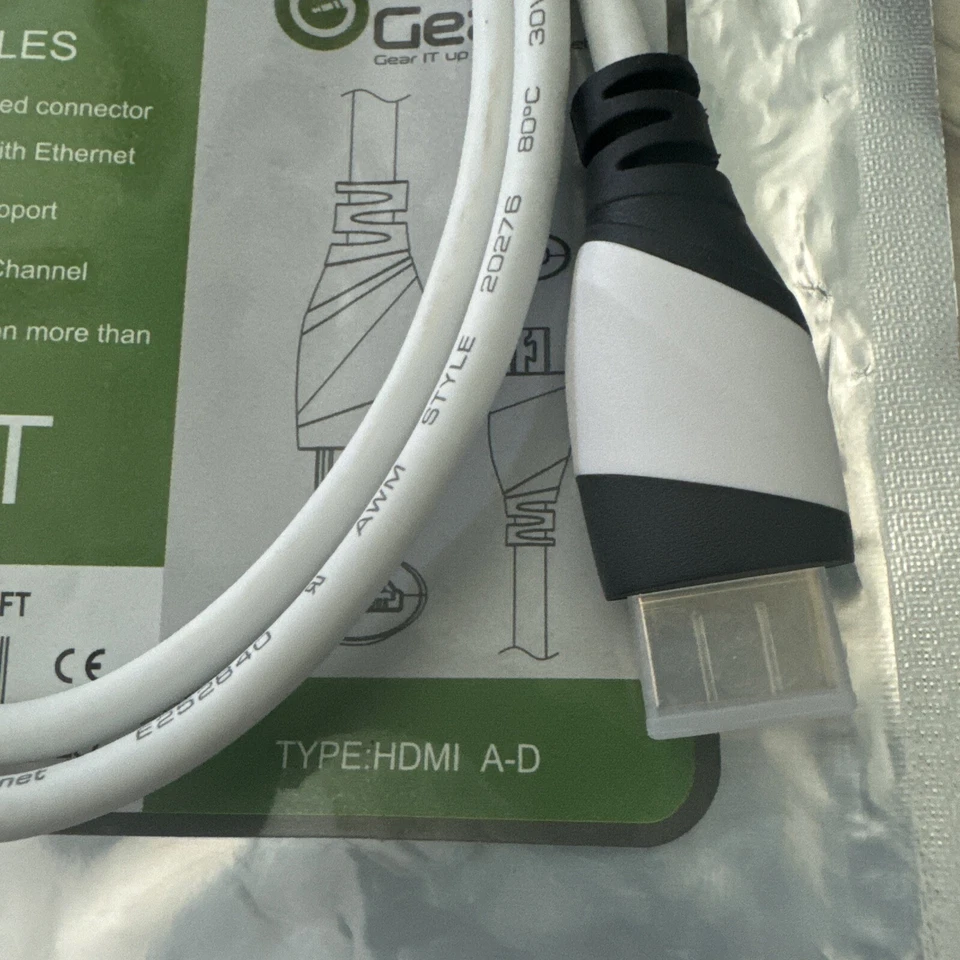 Gear IT GI Micro HDMI Cables 3ft Type A-D 1080P-Full HD/3D WH BRAND NEW - Image 4 of 4