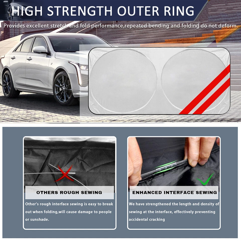 For 08-23 Dodge Challenger Car Windshield Sun Shade Foldable UV Block Cover - Imagem 4 de 4