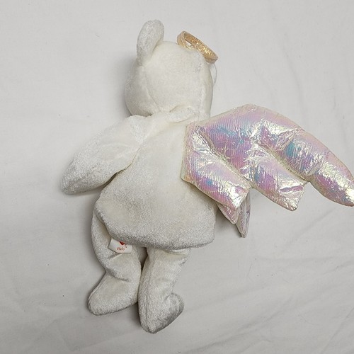 Ty Beanie Babies Halo the Angel Bear Toy White Stain No Ear Tag See Description - Picture 2 of 9
