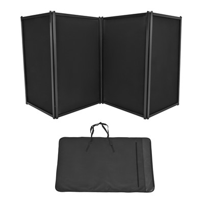 Black Portable Foldable DJ Booth Sturdy & Easy to Set Up Metal Frame W/Carry Bag