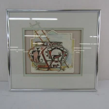 CRACKED CLAY POT WATERCOLOR ART SIGNED BY BIL - BEAUTIFUL COLORS