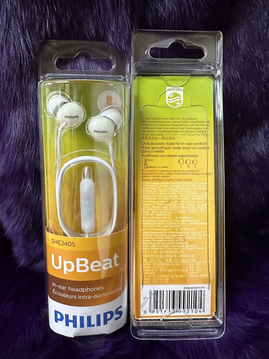 Philips Audio SHE2405 In-ear Headphones In-line Mic White for sale