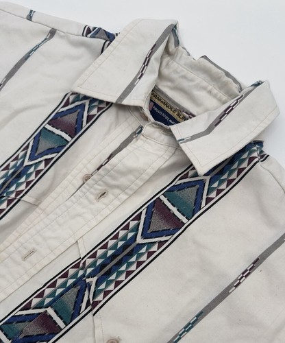 Vintage Panhandle Slim Shirt Mens 16.5. Beige Striped Brushpopper Western USA - Picture 9 of 15