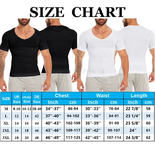 Camiseta de compresión para hombre adelgazante modeladora de cuerpo cuello en V ginecomastia abdomen - Imagen 2 de 49