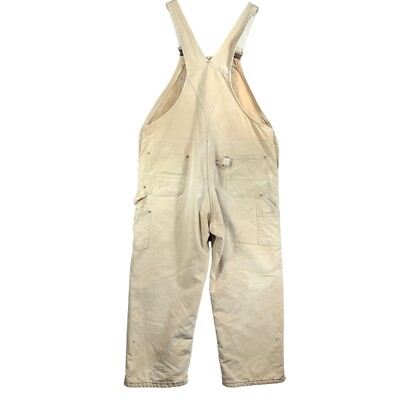 carhartt オーバーオール USA製 40×30 ベージュ Carhartt Carpenter Brown Denim Bib Overalls Mens 40x30 Insulated