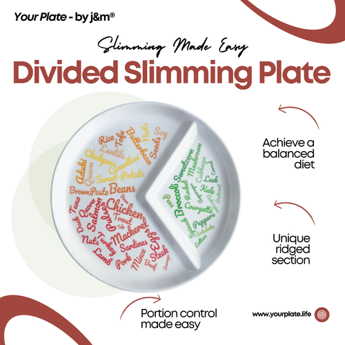 Divided Portion Control Diet Plate for Adults - Unique Ridged Section - Picture 2 of 10