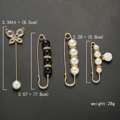 Perlsilber Gold Schal Brosche Pin muslimischer Hijab Clips Kopftuch Schal Frauen Mädchen - Bild 6 von 20
