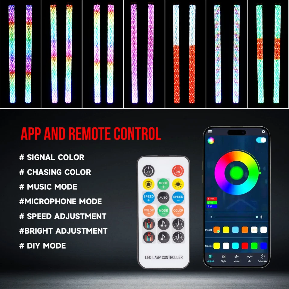 2x 3FT Thick Fat LED Whip Chasing RGB Lights For Can-Am Outlander Max 1000 1000R - Image 2 of 4