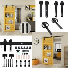 4FT-14FT Sliding Barn Door Hardware Kit Hanger Set for Single/ Double Door