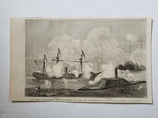 USS Richmond CSS Tennessee Robert Weir 1864 Civil War Sketch Print