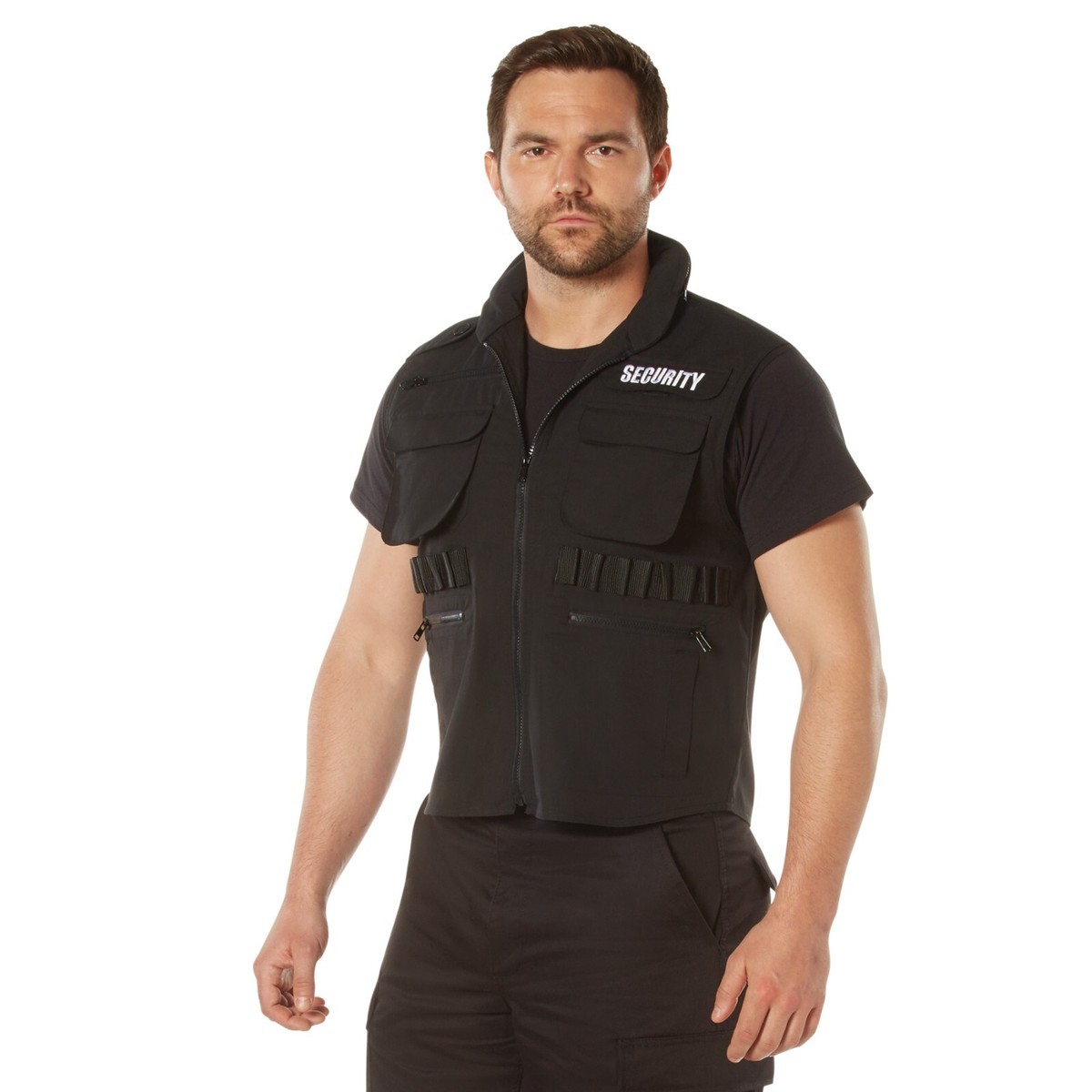Black SECURITY Ranger Vest Cotton Bouncer Security Guard