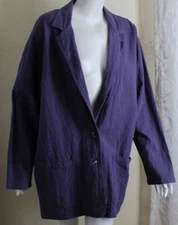 CMC Color Me Cotton L Purple Medium Vtg 90s Cotton Gauze Long Jacket Lagenlook
