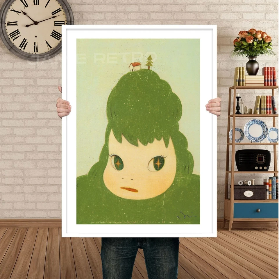 Juego de 3 lienzos firmados por Yoshitomo Nara/impresión artística/arte de pared japonés enmarcado Foto 3 de 4