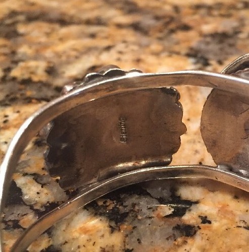 VINTAGE SELECTIME DUBOIS EAGLE HGY SIGNED NAVAJO HANDMADE STERLING WATCH CUFF - Picture 11 of 12