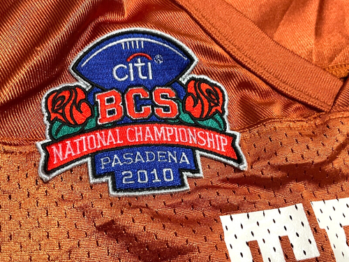 TEXAS LONGHORNS 12 Men 2010 BCS Champs Patch Burnt Orange Nylon Jersey XL Nike - Picture 3 of 14
