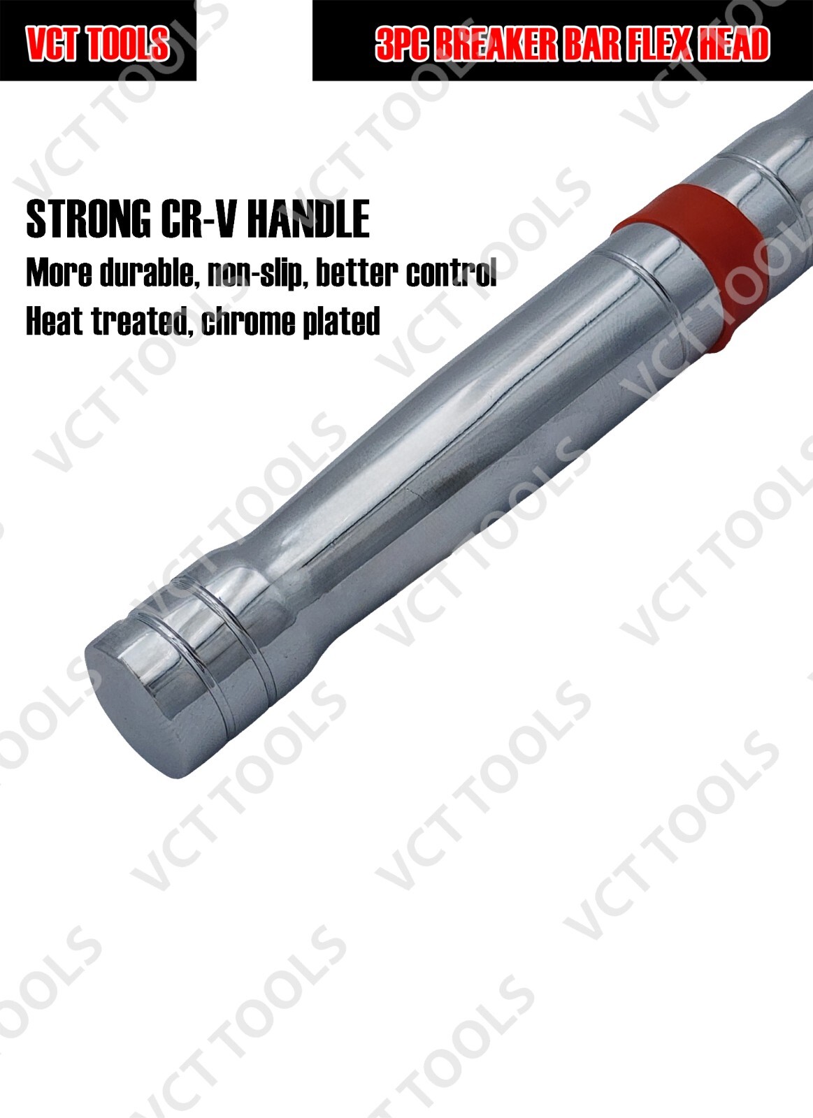 3pc Breaker Bar Set 1/4' 3/8'' 1/2'' Dr Breaker Bars 6" 10" 15" Length