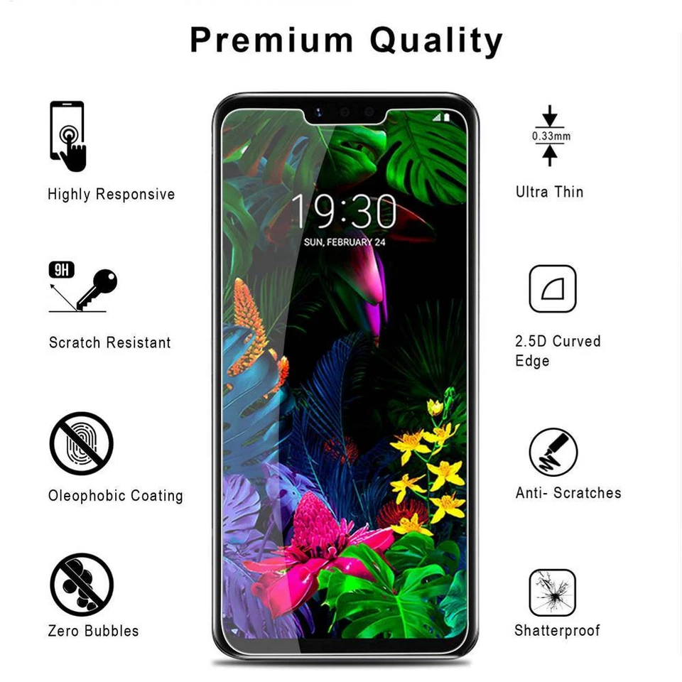 2 Pack For LG G8 ThinQ G820 9H Premium Tempered Glass Genuine Screen Protector - Image 3 of 4