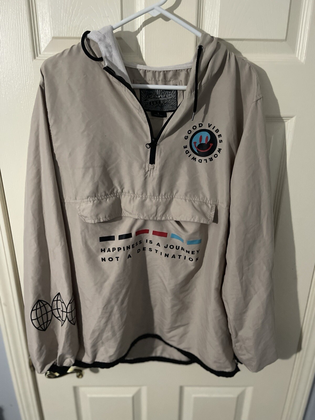 Brooklyn Cloth Men’s Yellow 1/4 Zip Windbreaker Good Vibes Worldwide Jacket