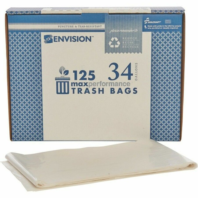 SKILCRAFT Nsn1506256 Plastic Trash Bag 1. 25mil 34 Gallon 32 Inch X 44