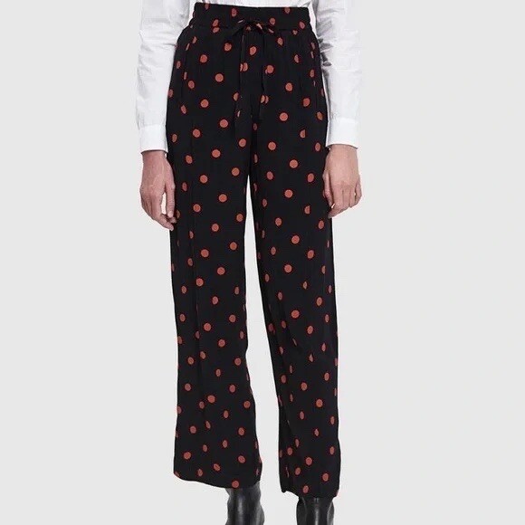 GANNI Black Polkadot Pants Trousers Womens Size 34 (6) #34176