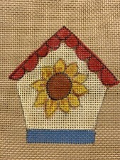 Hand Painted Needlepoint Canvas 18 Ct. SUNFLOWER BIRDHOUSE